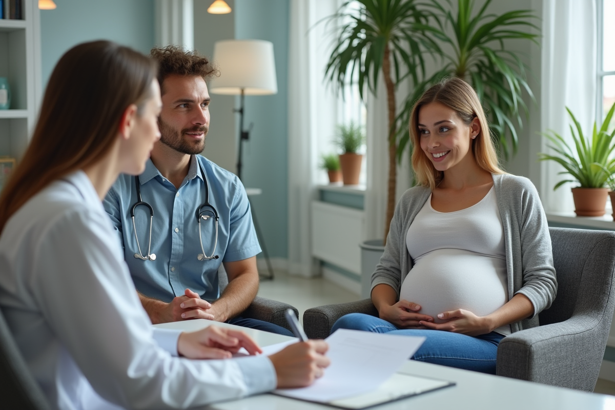 Jeune couple enceinte lors d