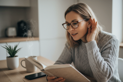 Femme d'âge moyen lisant un livre à la maison