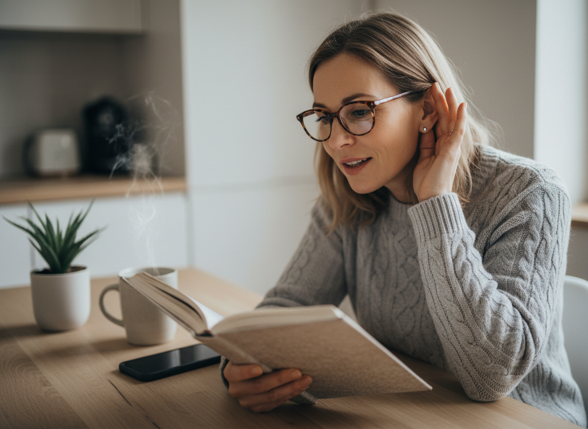 Femme d'âge moyen lisant un livre à la maison