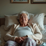 Femme âgée dormant paisiblement dans son lit