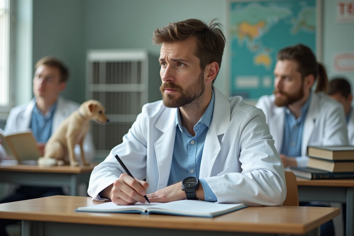 Assistant veterinaire en formation lors d un atelier en classe
