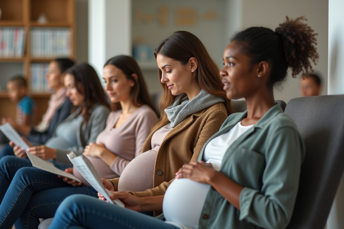 Groupe de futures mamans dans la salle d