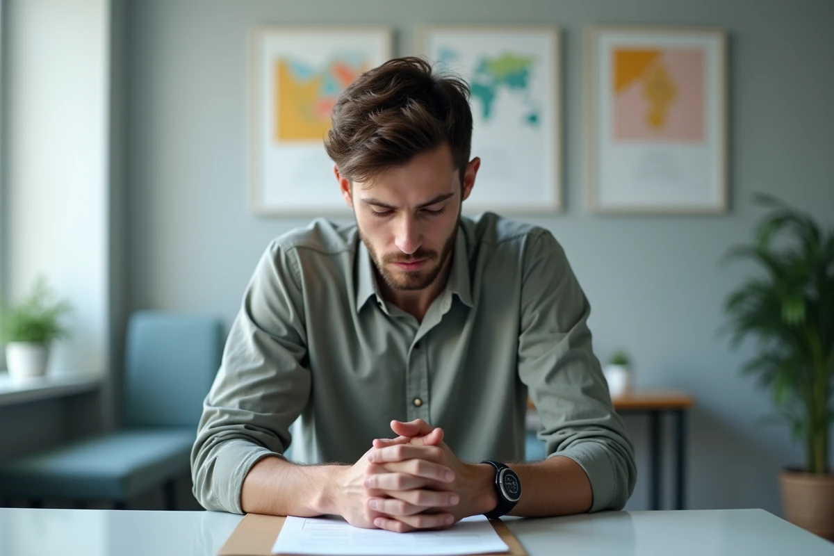 Patient homme avec formulaire de depression en consultation
