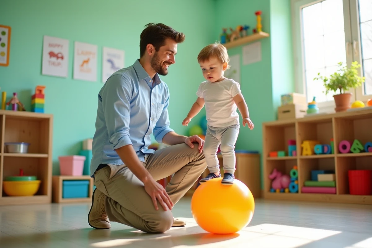 Jeune therapie aidant un enfant en equilibre